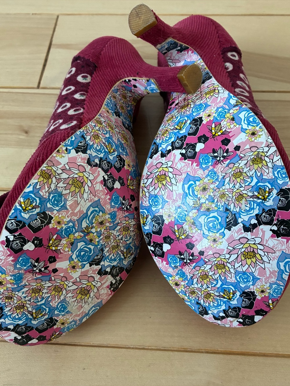 Irregular Choice Beach Trip Burgundy Polka Dot Bow Heels, Never Worn, Size 38 - Picture 4 of 7